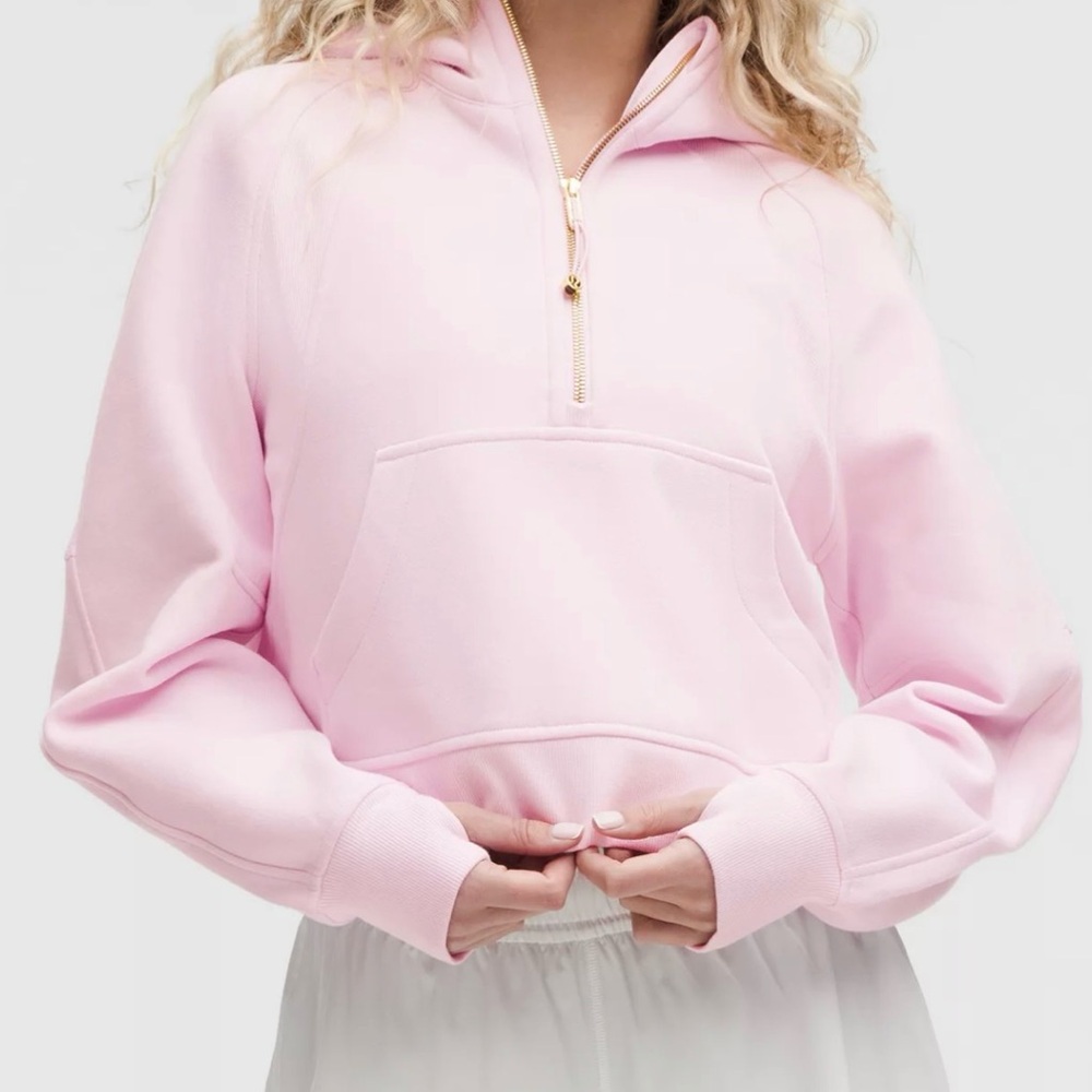 Lululemon Scuba Oversized Half-Zip Hoodie pink organza/ gold XS/S NWT